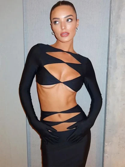Cutout Black Dress Set - Image 6