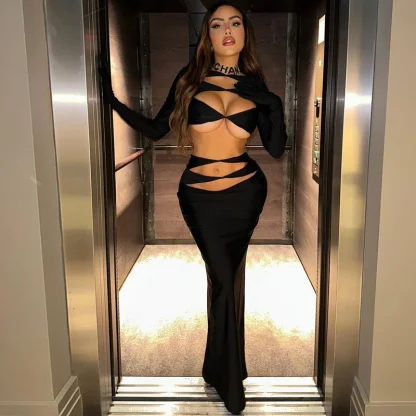 Cutout Black Dress Set - Image 5
