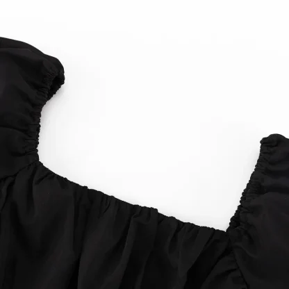 Puff Sleeve Black Dress - Image 7