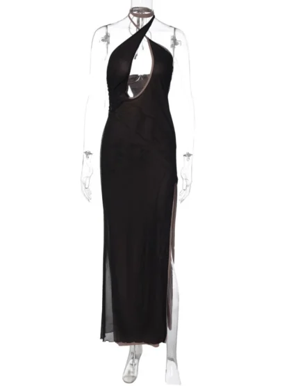 Sexy Halter Maxi Black Dress - Image 6