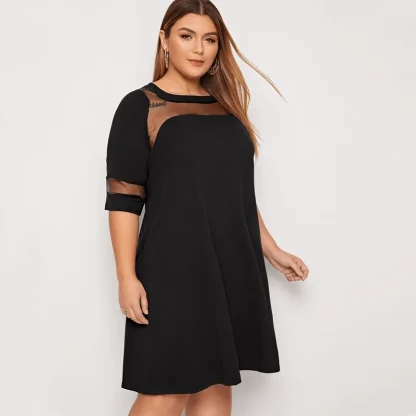 Plus Size Half Sleeve Black Dress - Image 2