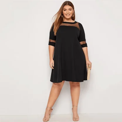 Plus Size Half Sleeve Black Dress - Image 5