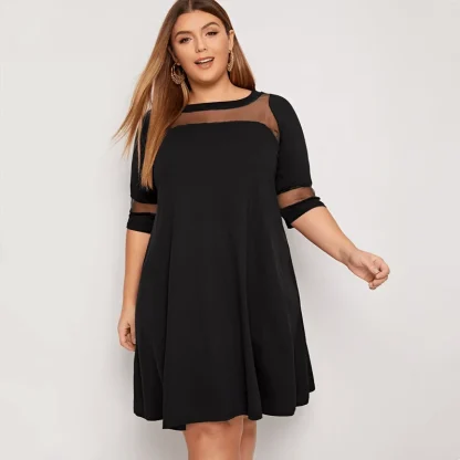 Plus Size Half Sleeve Black Dress