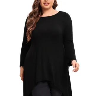 High Low Plus Size Tunic Black Dress