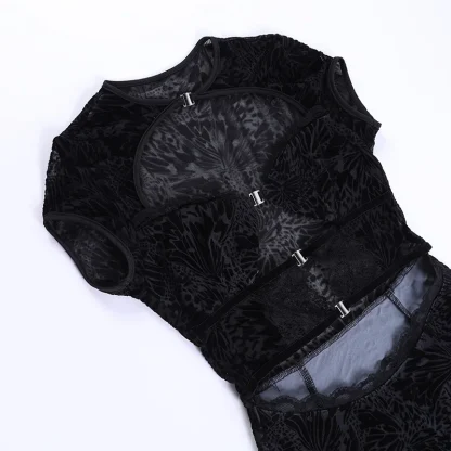 Lace Hollow Out Black Dress - Image 4