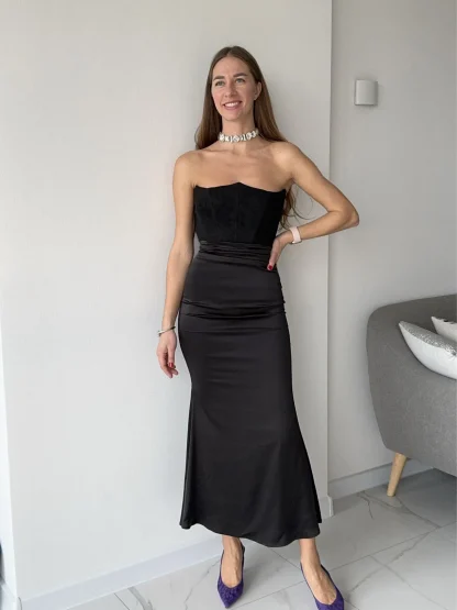 Strapless Boning Corset Black Dress - Image 5