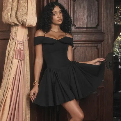 Elegant Off-shoulder Black Dress