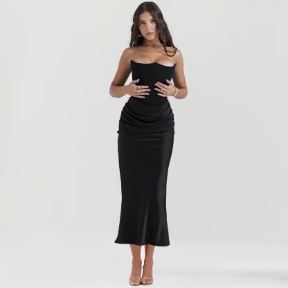 Strapless Boning Corset Black Dress